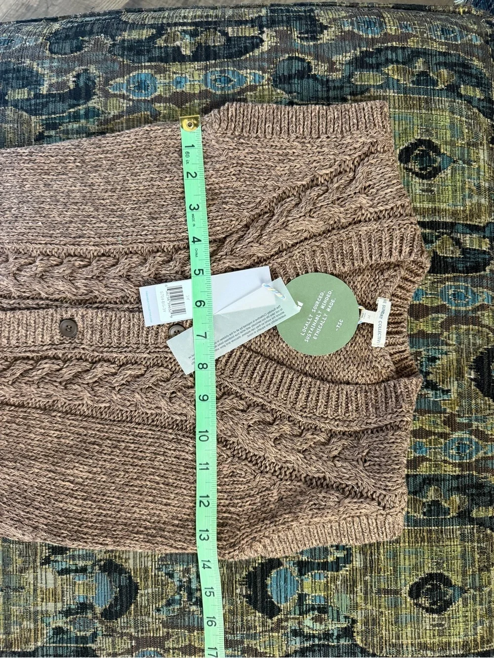 The Sunday Collective Beige Cable Knit Sweater Vest 3Y NWT Made In Spain